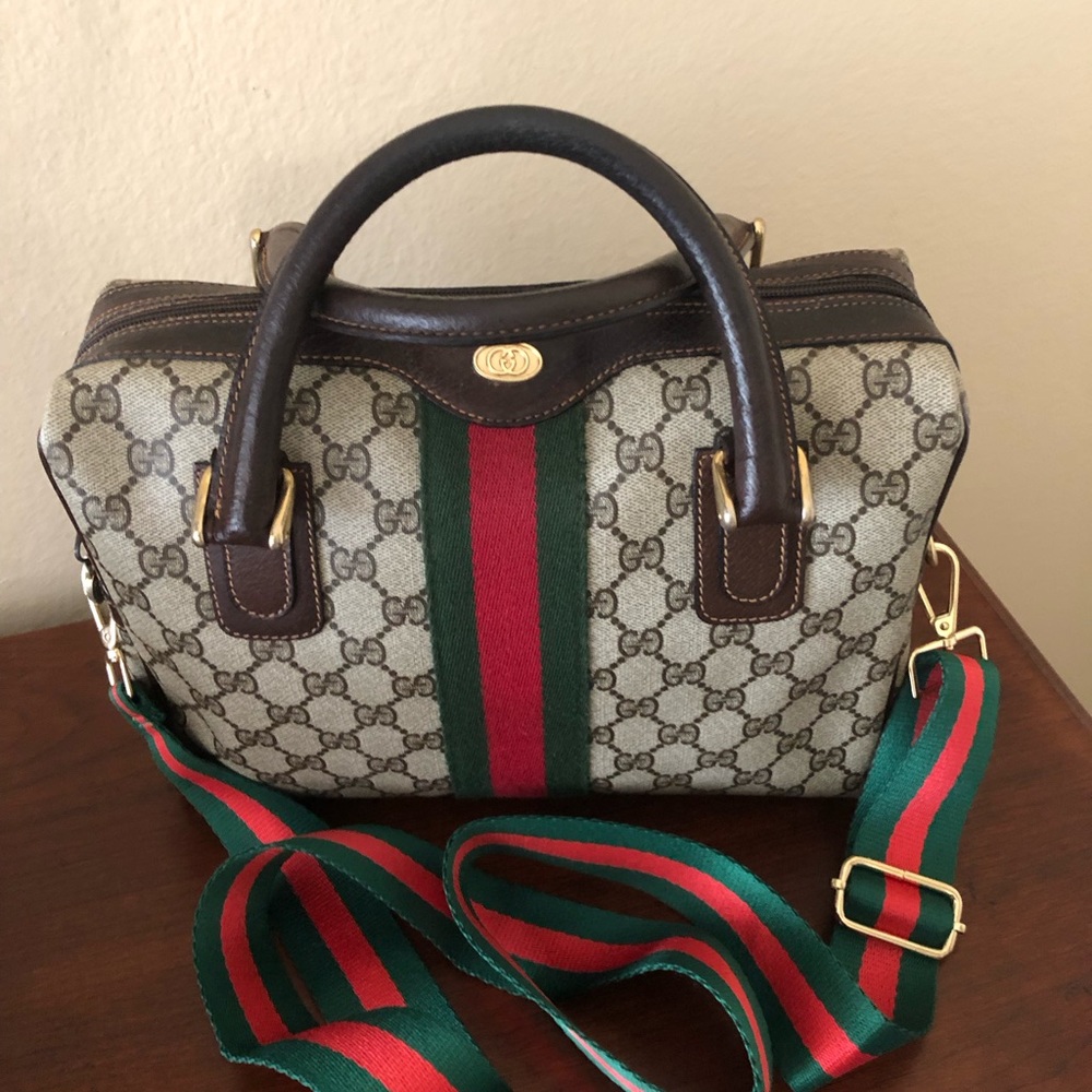 Gucci Authentic Vintage Boston Crossbody shoulder monogram Bag.